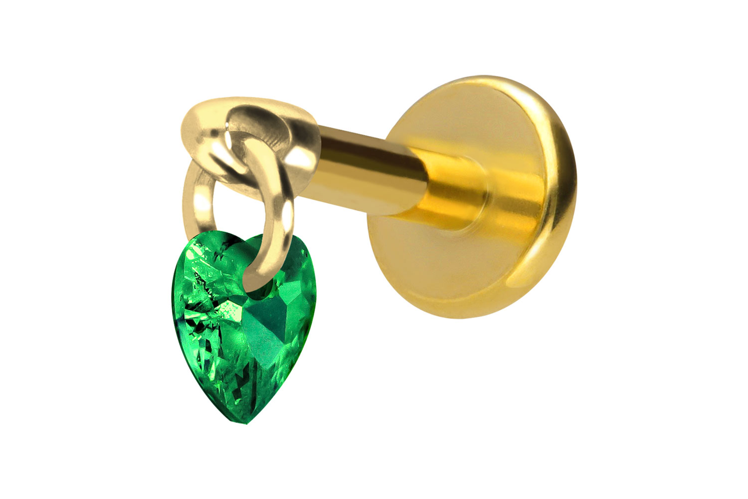 Titan Labret Piercing mit Innengewinde KRISTALLHERZ